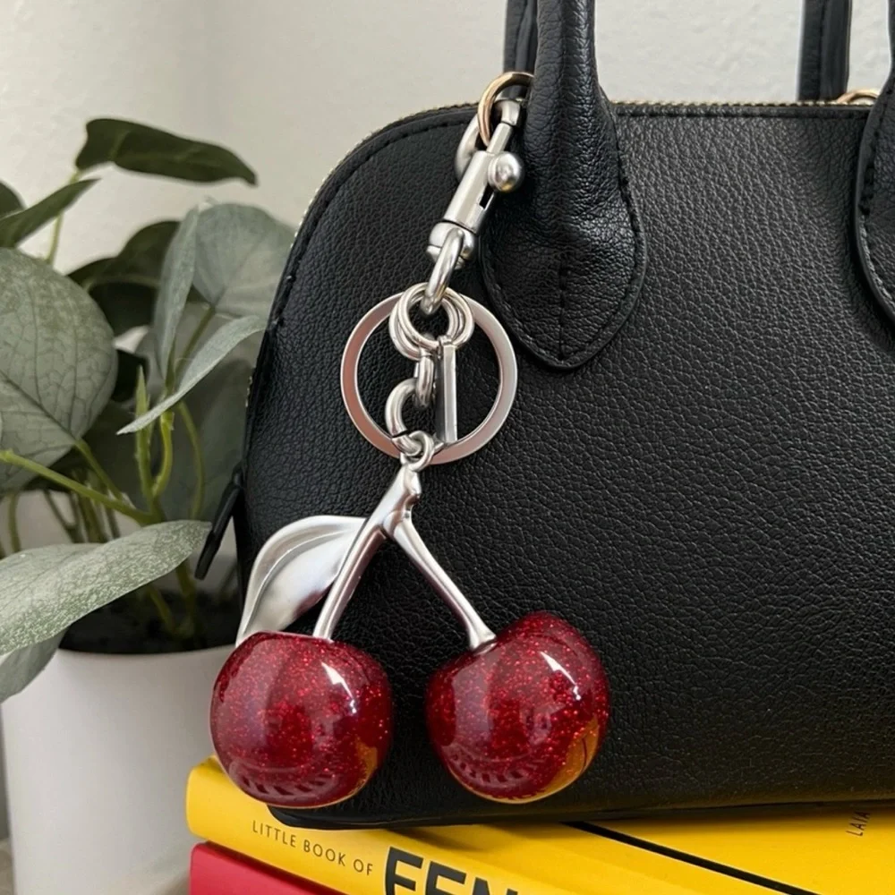 Cherry Keychain with Silver Accents